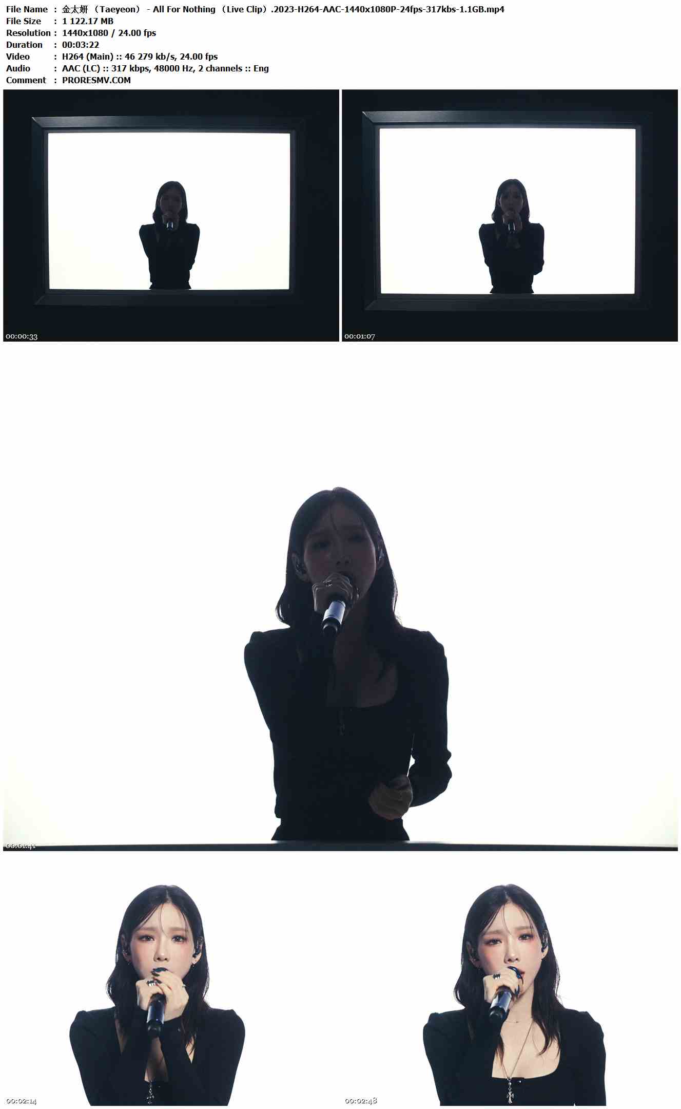 金太妍 （Taeyeon） - All For Nothing （Live Clip）.2023-H264-AAC-1440x1080P-24fps-317kbs-1.1GB官方MV_高清MV